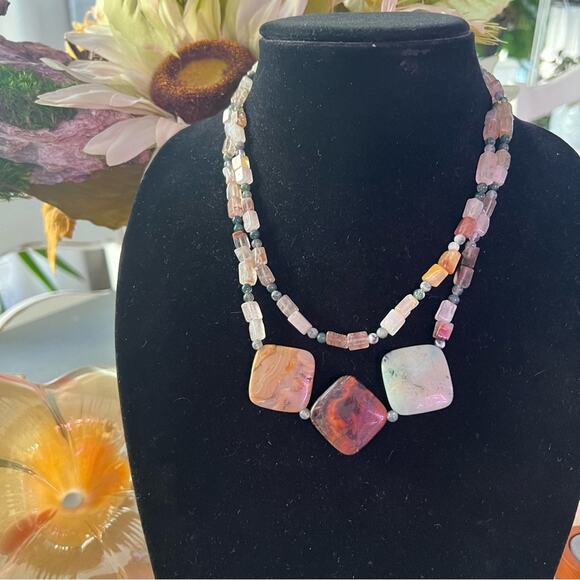 Polished Stones Double Strand Beaded Necklace - Picture 6 of 8